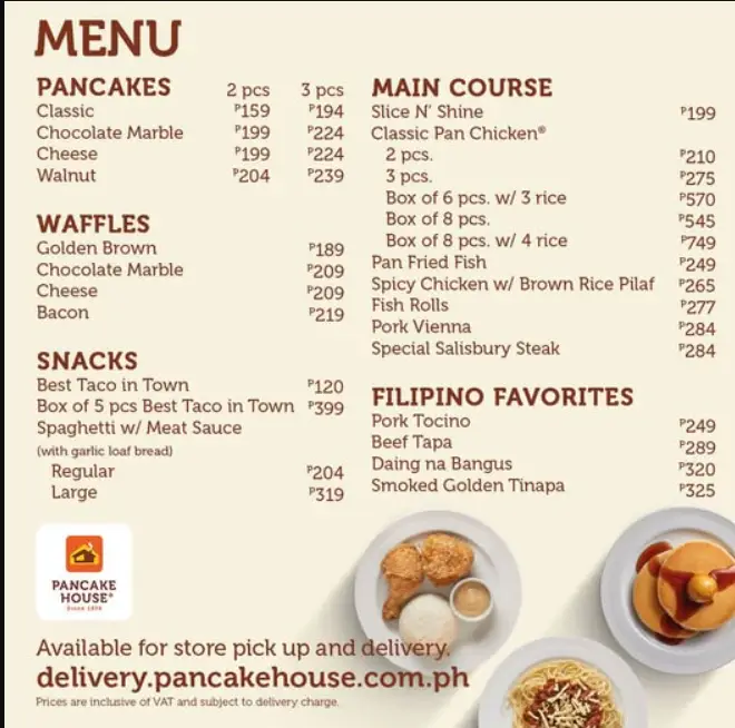 Pancake House Philippines Menu