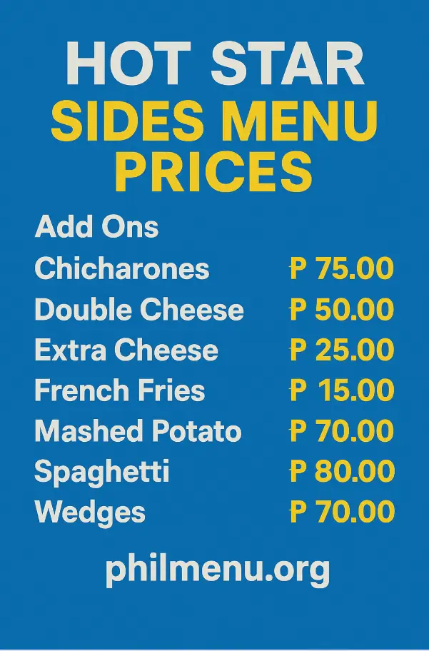 HOT STAR SIDES MENU