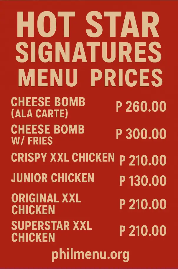 HOT STAR SIGNATURES MENU