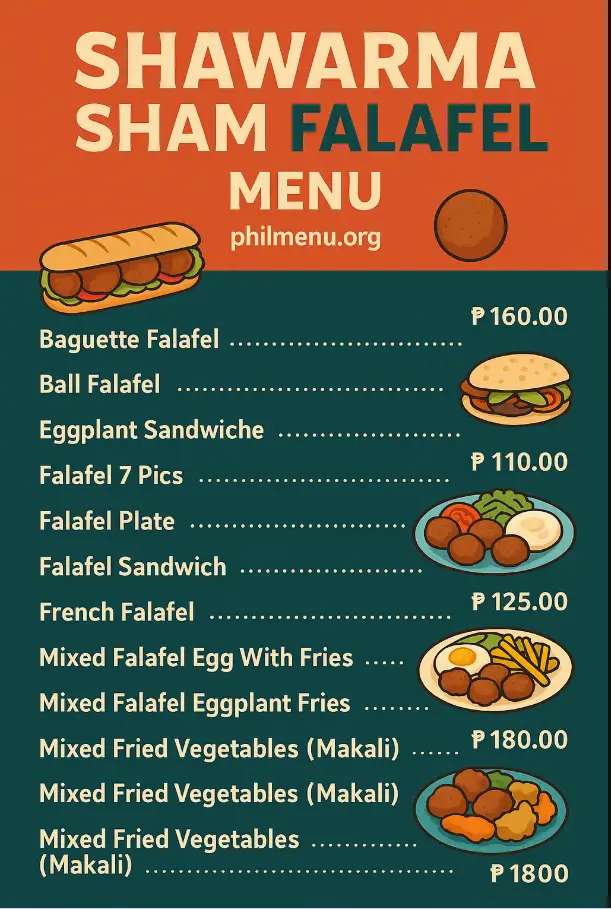 SHAWARMA SHAM FALAFEL MENU